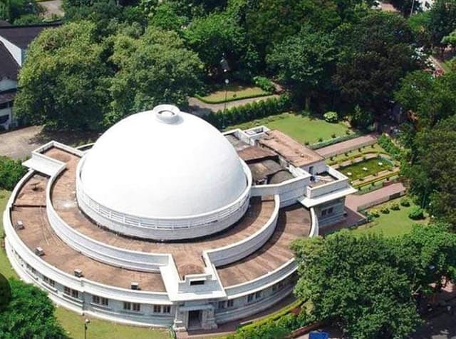 Planetarium dome showing galaxy projection